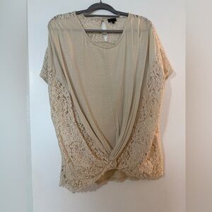 BuckleBlack Beige Lace Women's Blouse